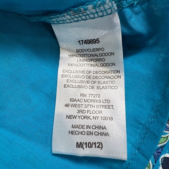 French Connection Girls Cotton Smocked Teal Floral Dress Size 10-12 - Picture 5 of 11